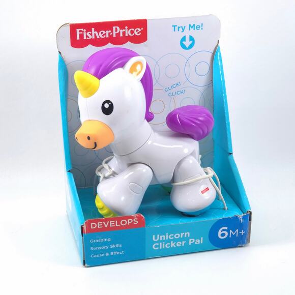 Fisher-Price Unicorn Clicker Pal Toy Rainbow White Ages 6 to 36 Months Brand New - Picture 1 of 8